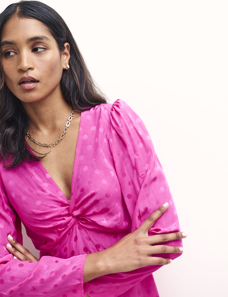 Pink Jacquard Katty Mini Dress