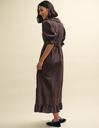 Brown Check Annalise Midi Dress