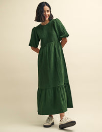 Khaki Green Kelsie Smock Midi Dress