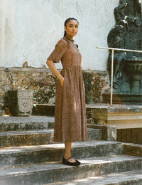 Leopard Print Ruffle Trimmed Ivy Midi Dress