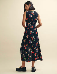 Black Wildflower Print Joni Midi Dress