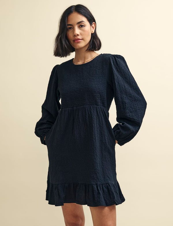 Black Kelsie Mini Smock Dress