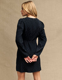 Black Satin Jacquard Katty Mini Dress