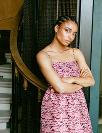 Pink Tiger Jacquard Violette Midi Dress