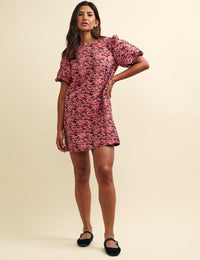 Pink Tiger Jacquard Davina Mini Shift Dress