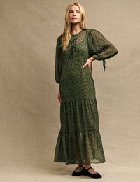 Green Floral Floaty Kait Midi Dress