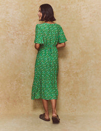 Green Stripe Floral Dee Dee Midi Dress