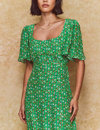 Green Stripe Floral Dee Dee Midi Dress