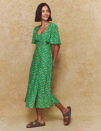 Green Stripe Floral Dee Dee Midi Dress