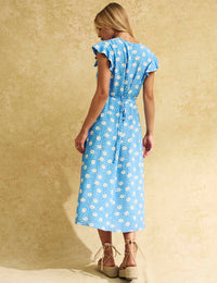 Blue Sun Print Lily Midi Tea Dress