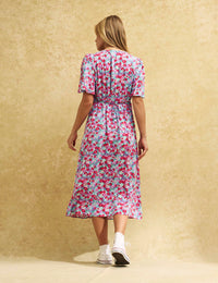 Blue and Pink Floral Dee Dee Midi Dress