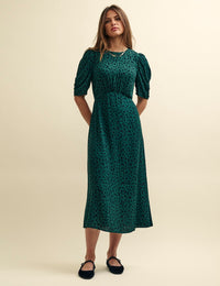 Green Spot Print Evie Midi Dress