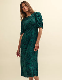Green Spot Print Evie Midi Dress