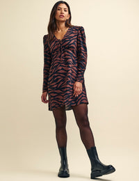 Tiger Print Long Sleeve Lily Mini Dress