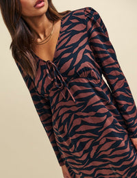 Tiger Print Long Sleeve Lily Mini Dress