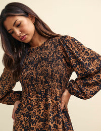 Leopard Print Kelsie Mini Smock Dress