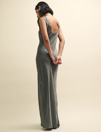 Silver Monika Satin Maxi Slip Dress