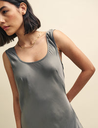 Silver Monika Satin Maxi Slip Dress
