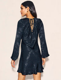 Black Satin Jacquard Sydney Mini Dress