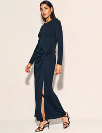 Black Side Slit Gathered Lenka Maxi Dress