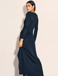 Black Side Slit Gathered Lenka Maxi Dress
