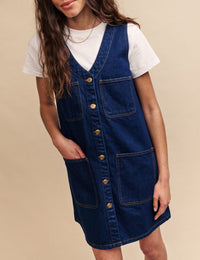 Dark Denim Pinafore Kacey Mini Dress