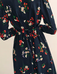 Black Wildflower Print Lily Midi Dress