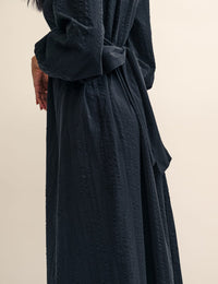 Black Martha Wrap Midi Dress