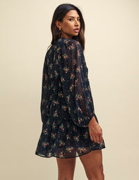 Black Ditsy Floral Tilda Chiffon Mini Dress