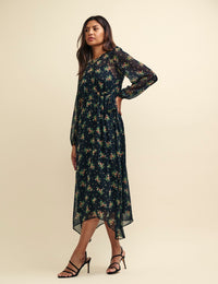 Black Ditsy Floral Este Chiffon Midaxi Dress