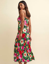 Midnight Floral Orla Lace Trim Slip Midaxi Dress