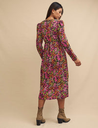 Pink Wildflower Lily Midi Dress