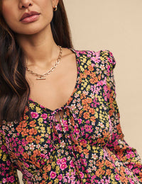 Pink Wildflower Lily Midi Dress
