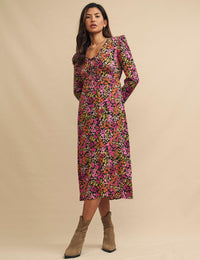 Pink Wildflower Lily Midi Dress