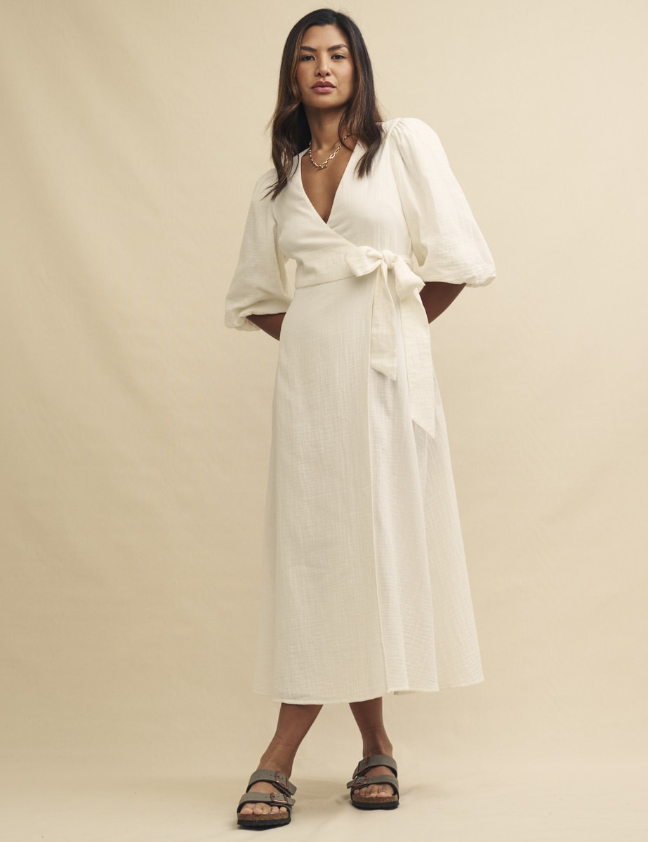 Cream Regan Wrap Midi Dress - Main Image