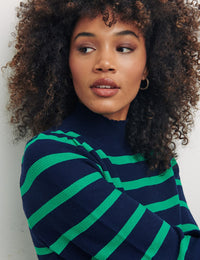 Green And Navy Striped Jumper
