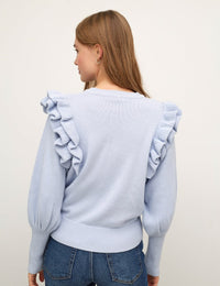 Blue Ruffle & Cable Detail Jumper