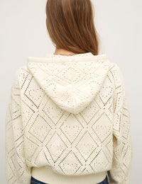 Cream Pointelle Stitch Hoodie