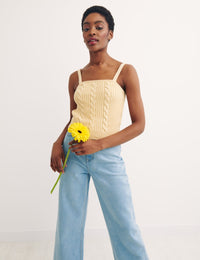 Yellow Cotton Cable Stitch Vest