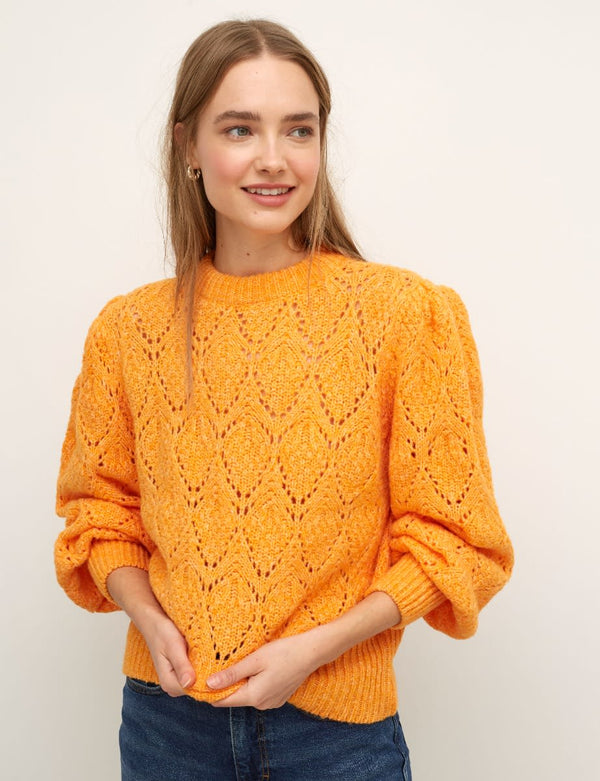Orange Interest Stitch Pointelle Jumper