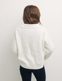 Cream Half Zip Cable Heart Boyfriend Jumper