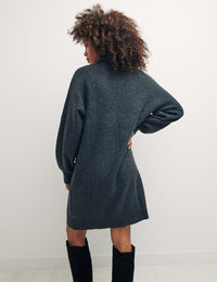 Charcoal High Neck Mini Jumper Dress