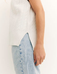 Cream V-Neck Cable Oversized Vest