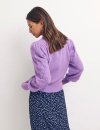 Purple Pointelle Sleeve Detail Jumper