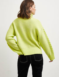Green Roll Neck Cable Jumper