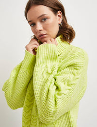 Green Roll Neck Cable Jumper