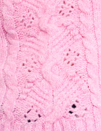 Pink Volume Sleeve Pointelle Panel Jumper