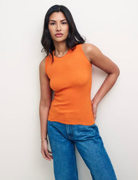 Orange Knitted Rib Top