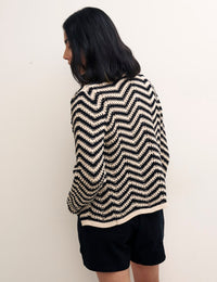 Black & White Crochet Chevron Cardigan