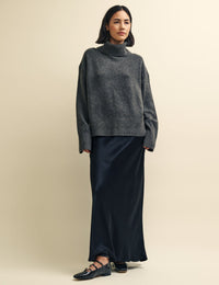 Grey Knitted Roll Neck Jumper